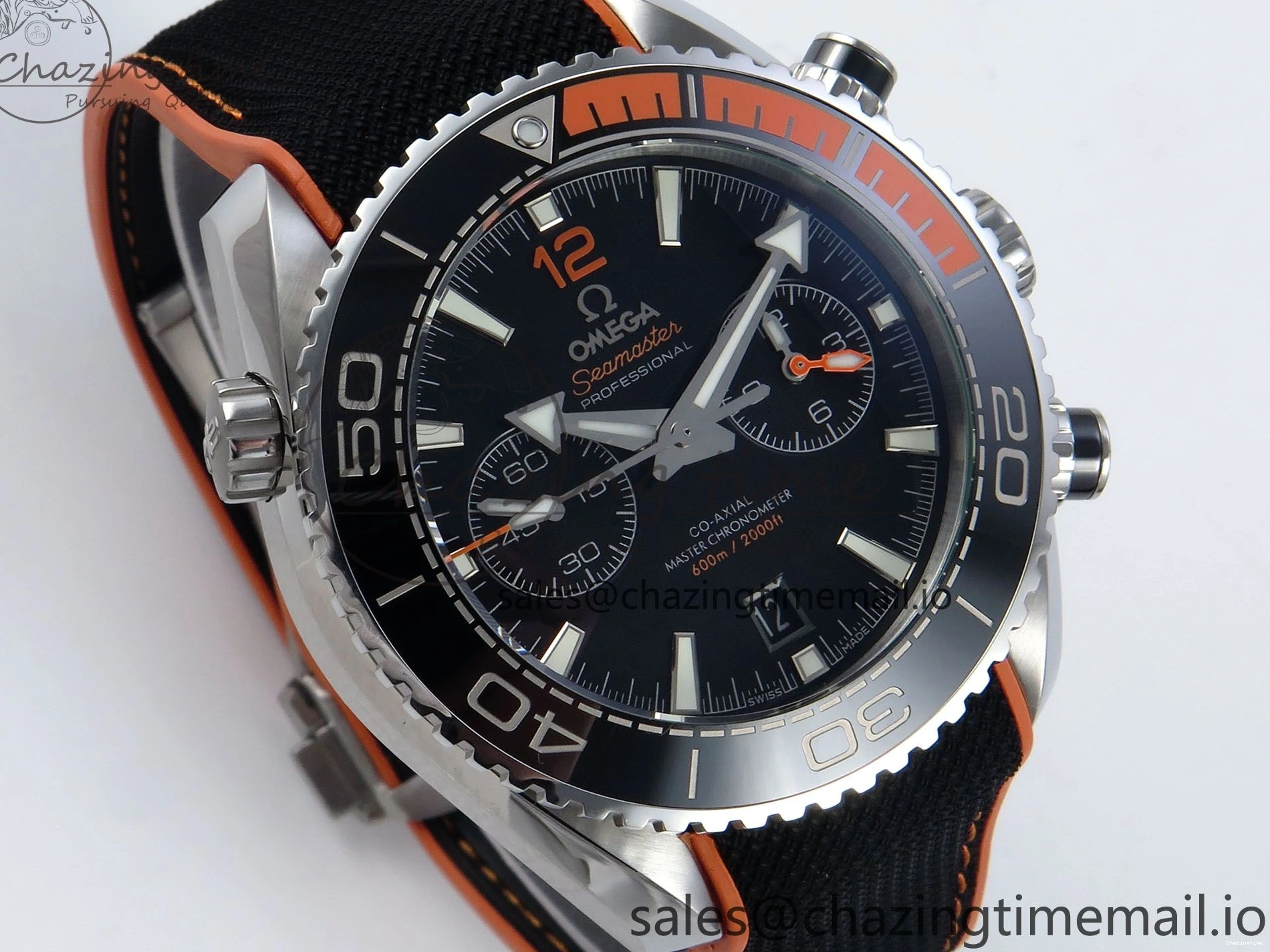 0112 Planet Ocean Master Chronometer 600M 45.5mm SS SCF 1:1 Best Edition Black Orange Bezel Black Dial on Black Rubber Strap A9900 Super Clone ModernLook 7667